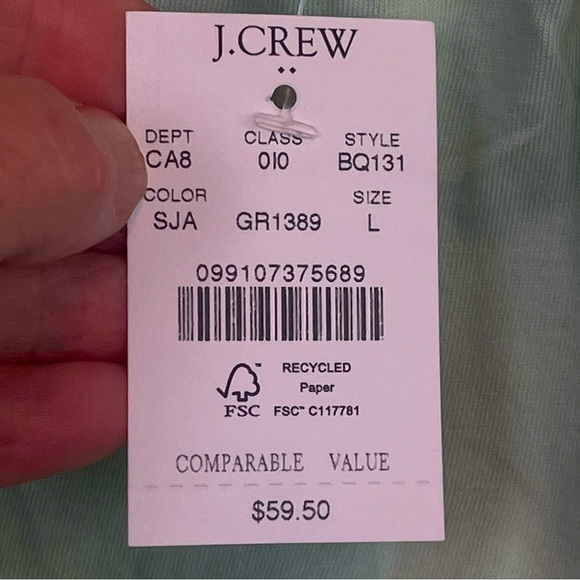 NWT J. Crew Mint Green Tie Back Peasant Boho Top Blouse Back Bow Tie Sz L - Picture 6 of 16